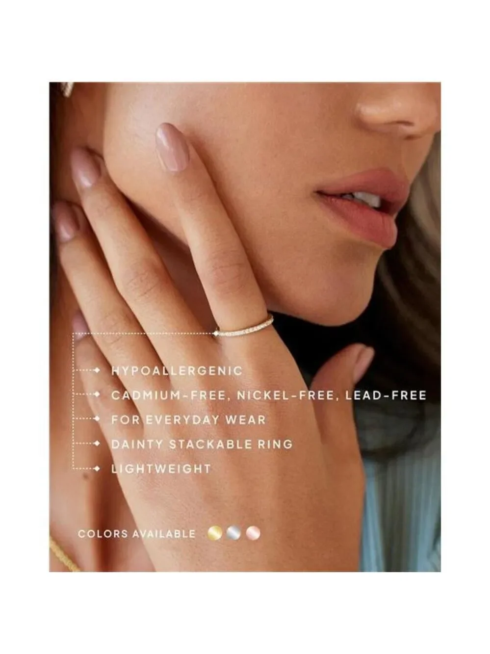 14K Gold Plated Sterling Silver CZ Eternity Stackable Ring Thin Wedding Band Wom